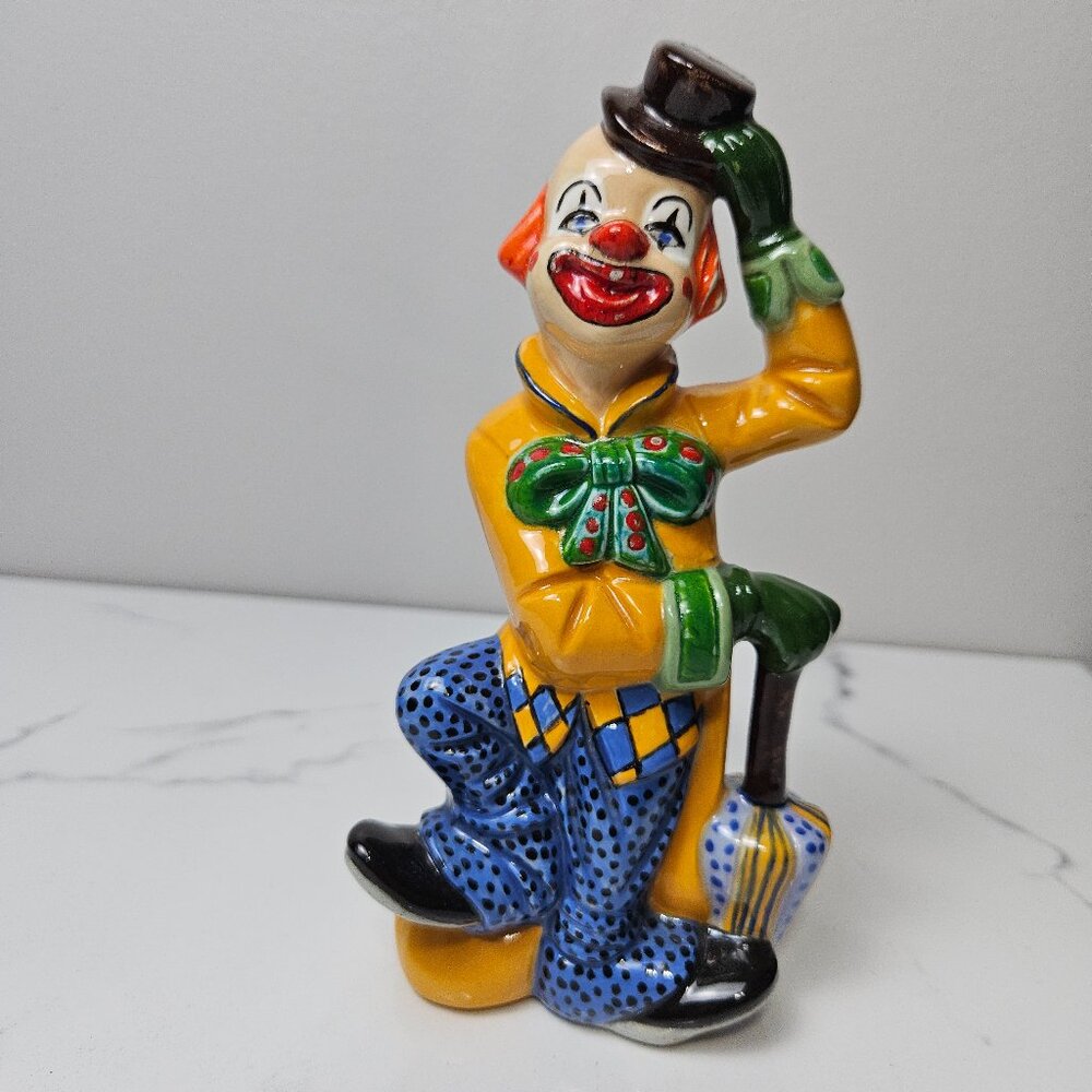 Vintage Porcelain Clown Figurine Hand painted Signed CSG '85